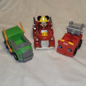 Truck Toys Dump Trunk Mickey Mouse Firetruck Red Crane AS IS FOR PARTS ONLY